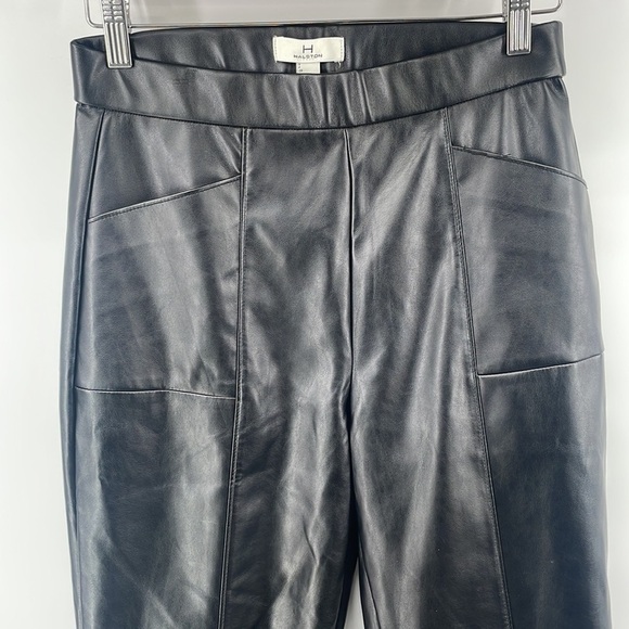H by Halston black faux leather stretch pants front pockets NWT sz sm - Picture 7 of 11